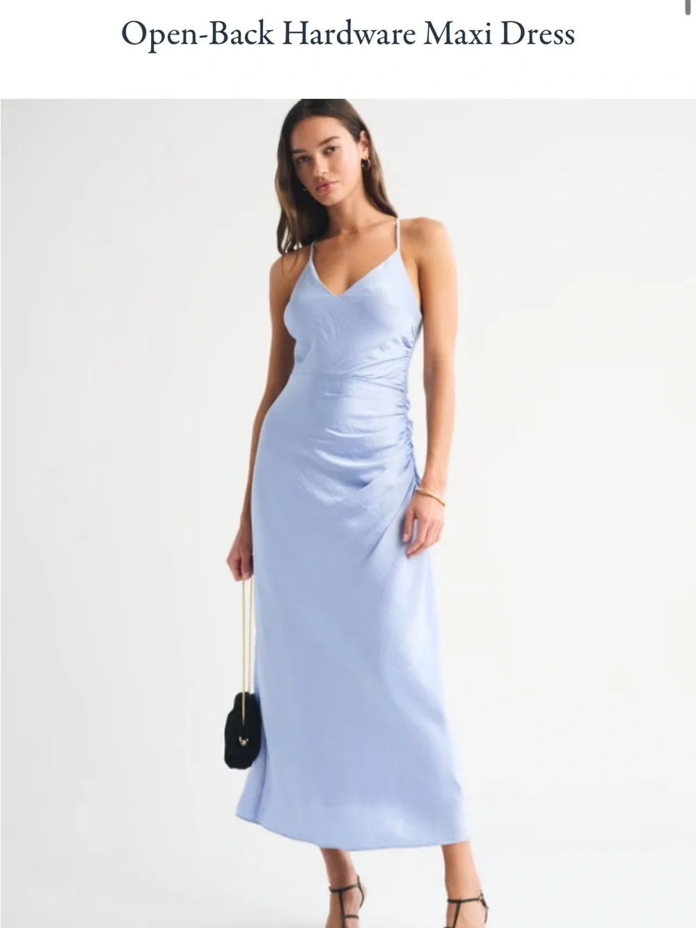 Abercrombie & Fitch Light Blue Slip Maxi Dress